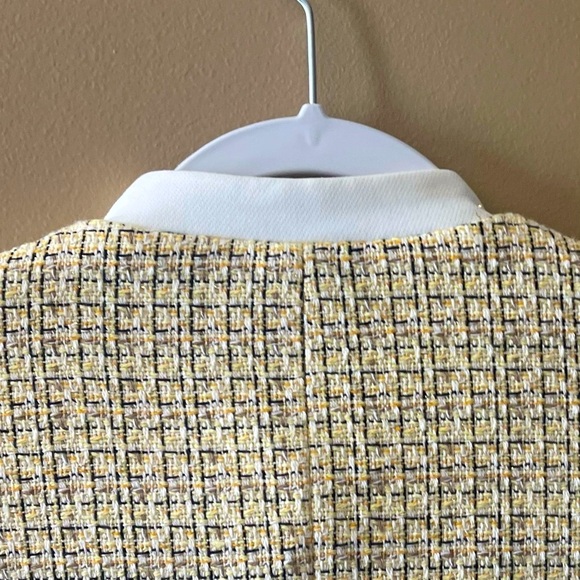 Zara Cream/Yellow Tweed Blazer with Contrast Cuffs - Picture 5 of 9